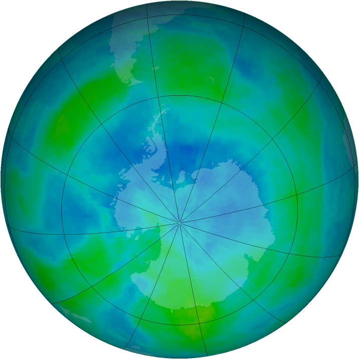 Antarctic ozone map for 05 March 2002